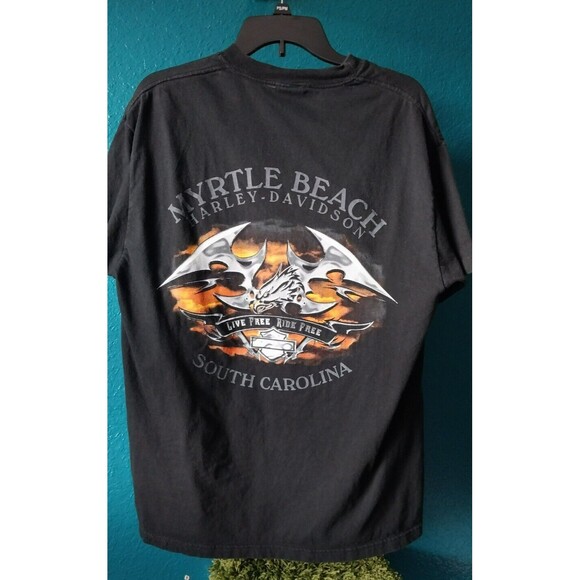 Harley Davidson Motorcycle Myrtle Beach Shirt Size L Black Live Free Ride Free - Picture 4 of 10